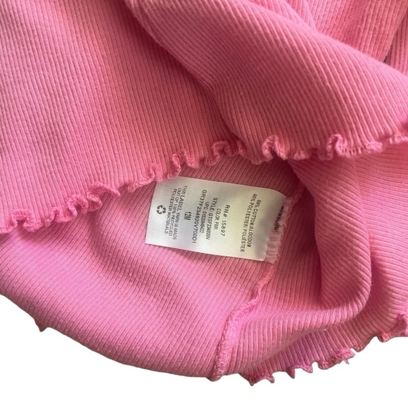 Garanimal tight knit ribbed texture top pink lettuce trim wrist hem Girls 12 Mo - Picture 7 of 7